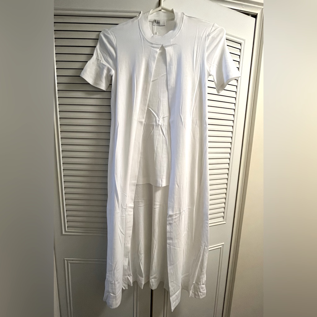 Brand New Rosetta Getty White Top Split Panel Cotton Duster Size Small